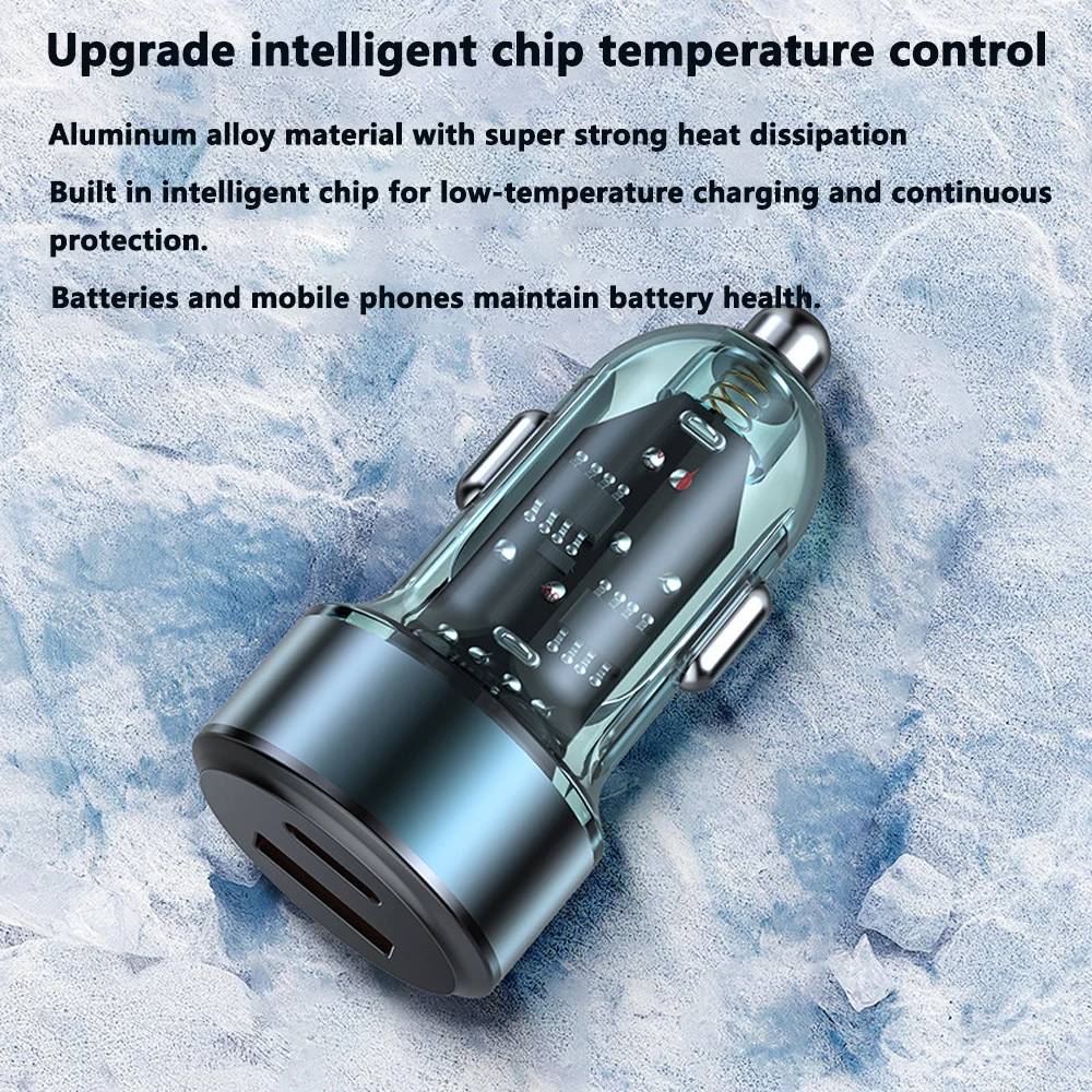 شاحن سيارة عالمي كامل البروتوكول شحن سريع للغاية 100 واط واحد إلى اثنين QC شحن رئيس PD 30 واط شاحن سيارة