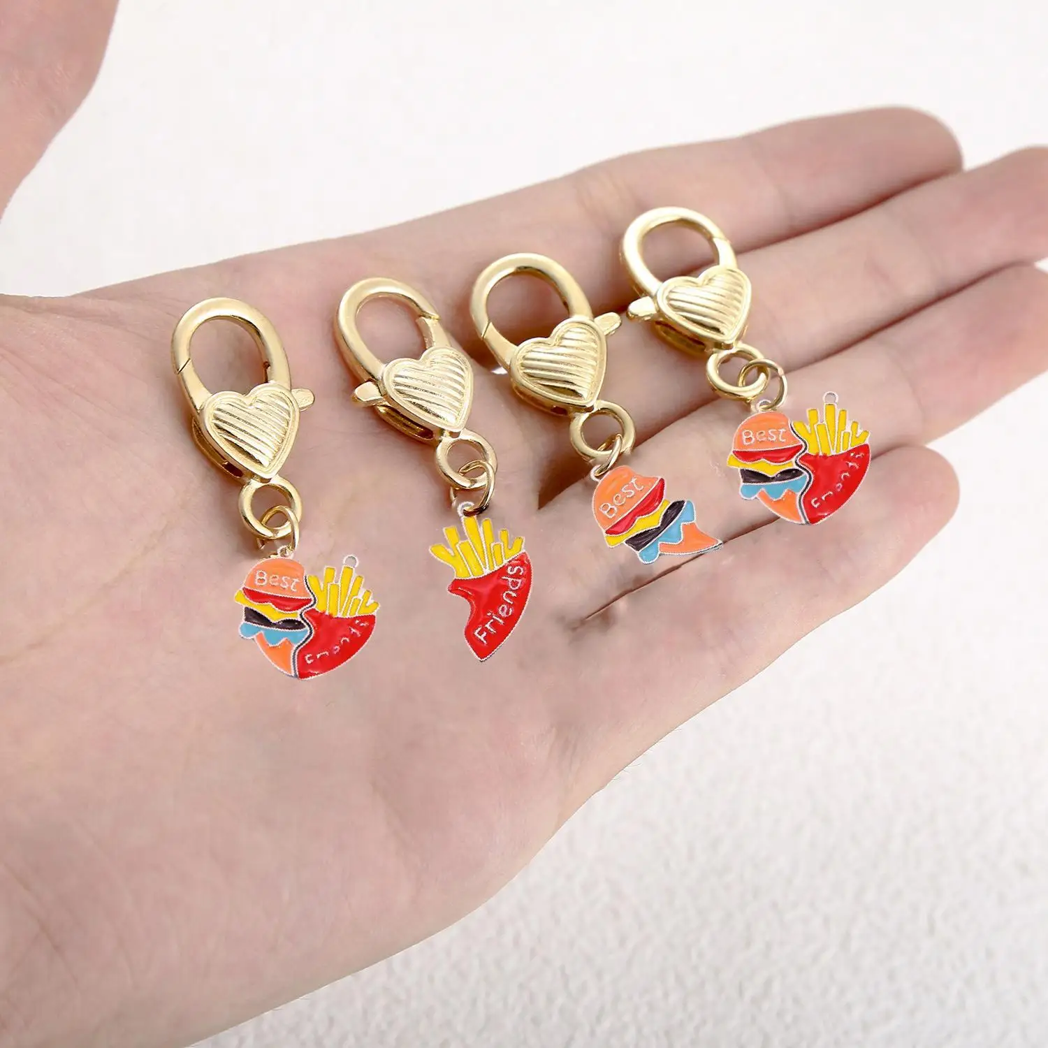 keychain fries Food Keychains For Women Men Friend Gift Creative Funny Crispcut Fries Bag Box Car Key Jewelry