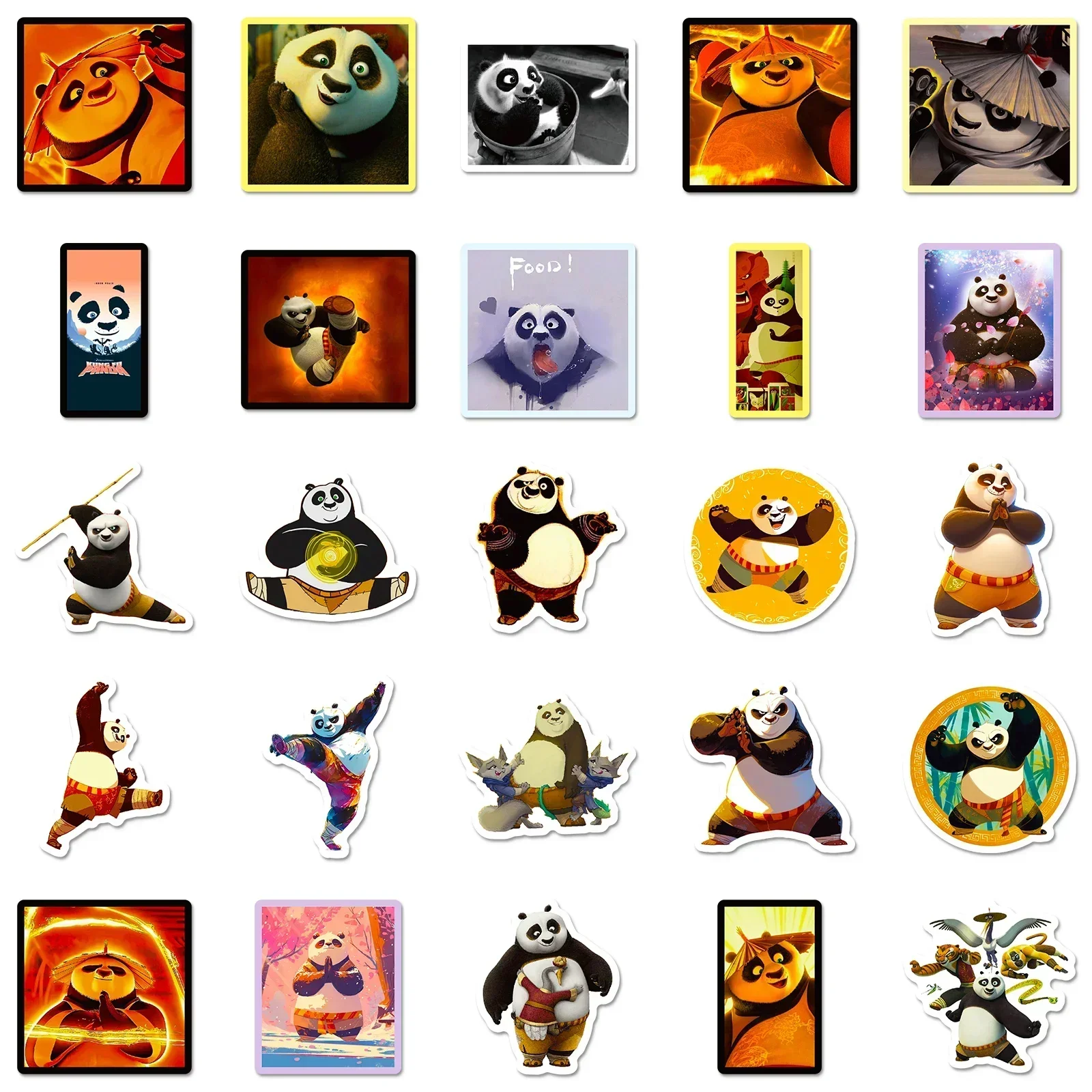 2024 New 50pcs Cartoon Animation Kung Fu Panda Children’s DIY Decorative Waterproof Stickers