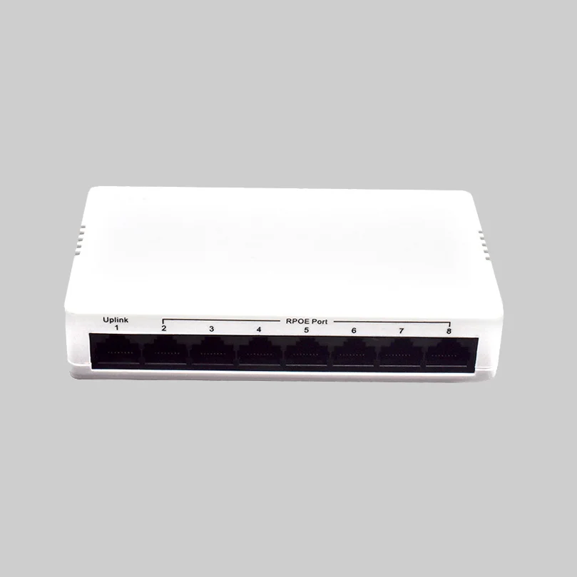 10/100Mbps 24V PoE Powered Switch 7 Port Fast Ethernet 1 Gigabit Uplink Reverse PoE RJ45 Power Input VLAN IP Cameras