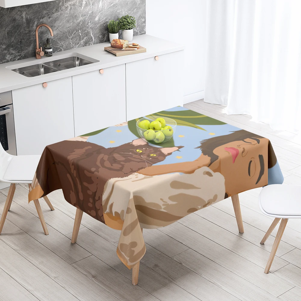 Home tablecloths for dining decoration and rectangular table accessories waterproof cloth Anti-stain restaurant abstract plant