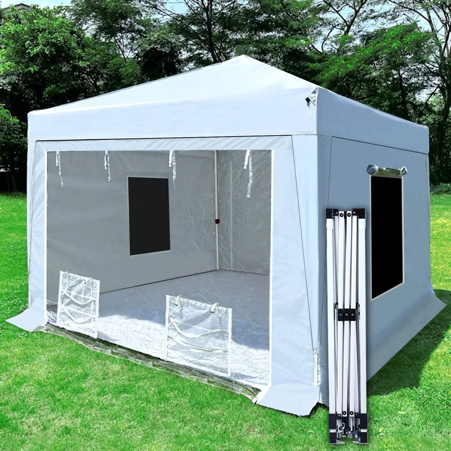 

10X10X9FT Waterproof Portable Paint Booth with 2pcs Air Filters & Foldable Frames, Rainproof Spray Booth for Auto Parts, Furnitu