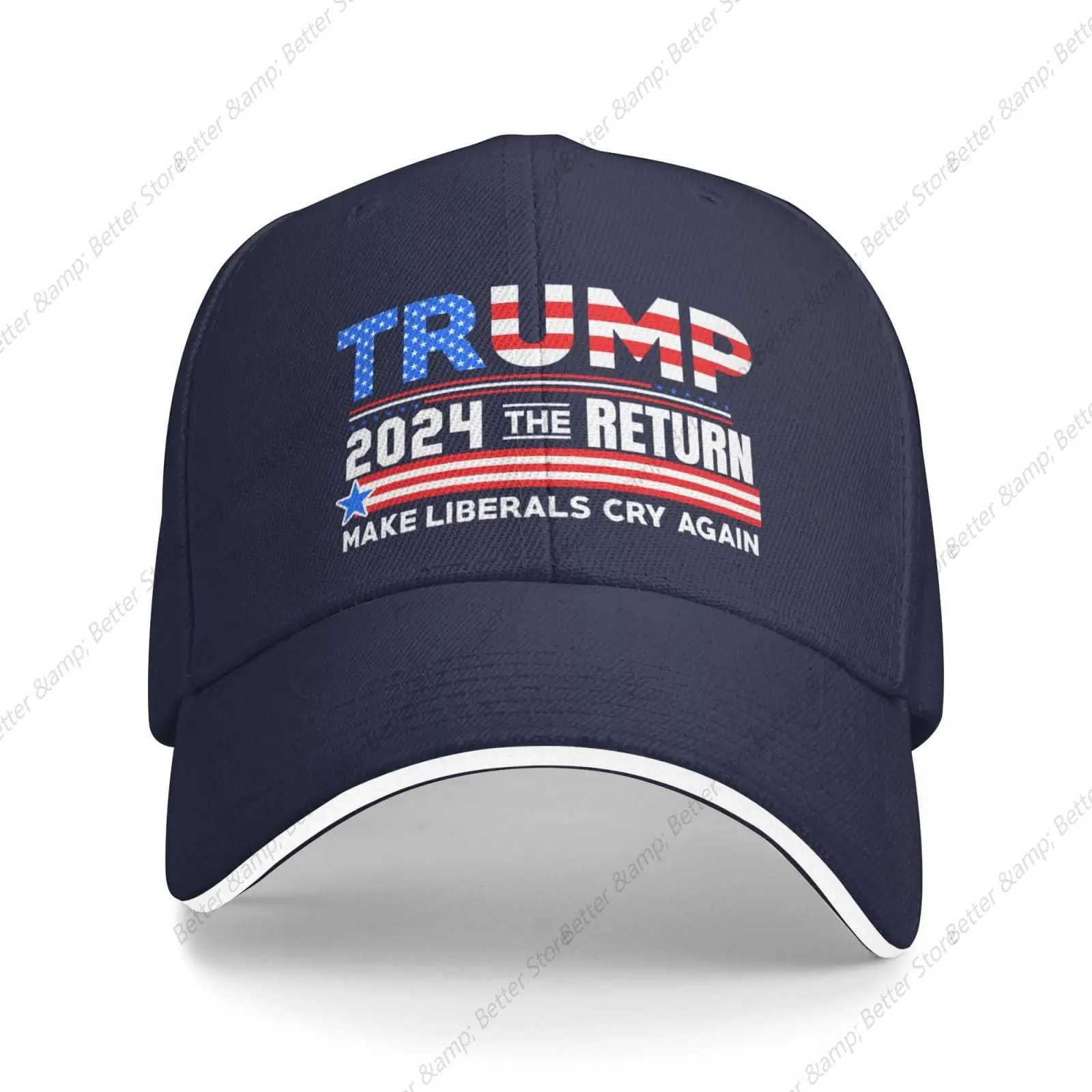 

Donald Trump 2024 The Return Make Liberals Cry Again American Flag Funny Trump Lovers Gifts Baseball Cap Adult Sun Hat