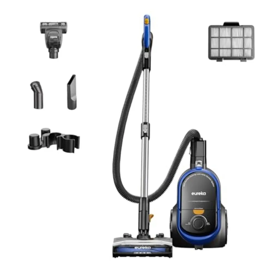

Bagless Canister Vacuum with Washable HEPA Filter, 16KPA Suction for Carpets/Hard Floors, Compact Design with 3 Cleaning Tools,