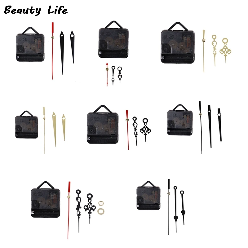 1 Set Silent Wall Clock Quartz Needle Movement Black and Red Hands DIY Replacement Part Repair Kit Tool Set Clock Mechanism