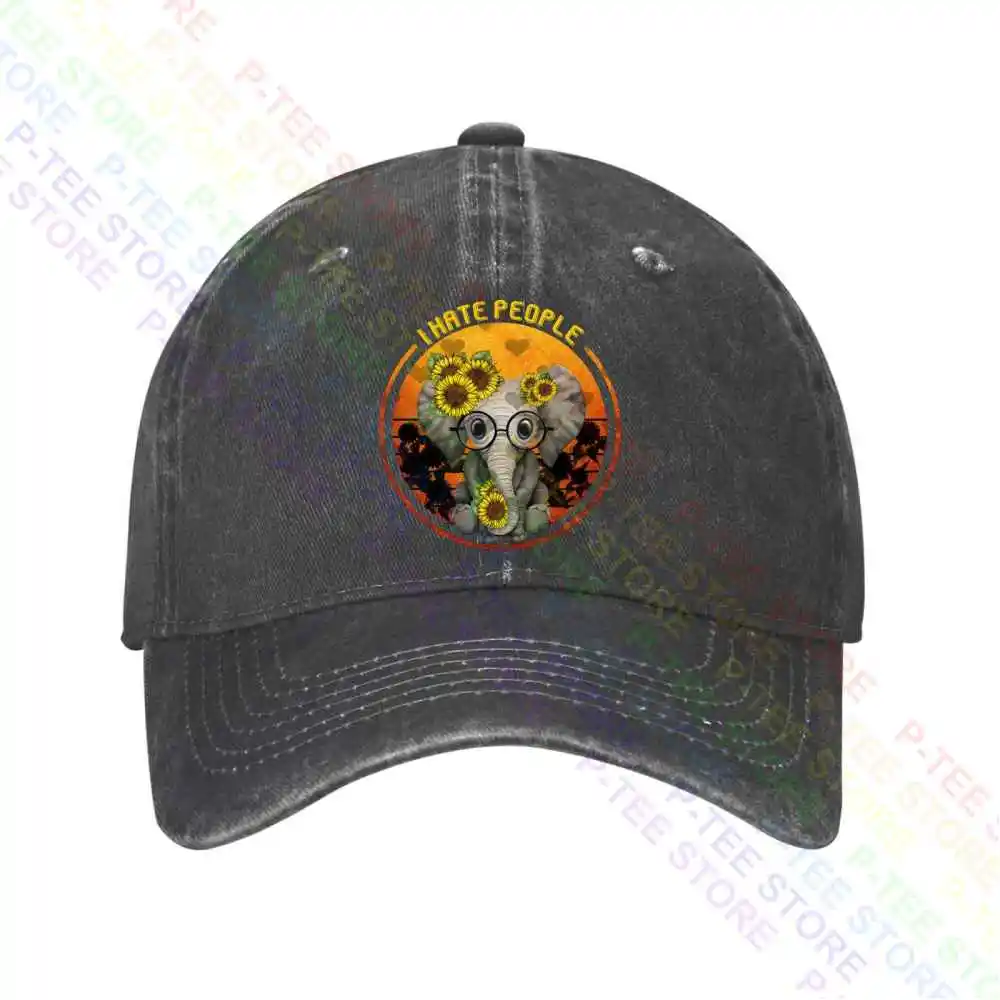 Elephant Sunflower I Hate People Baseball Cap Snapback Caps Knitted Bucket Hat