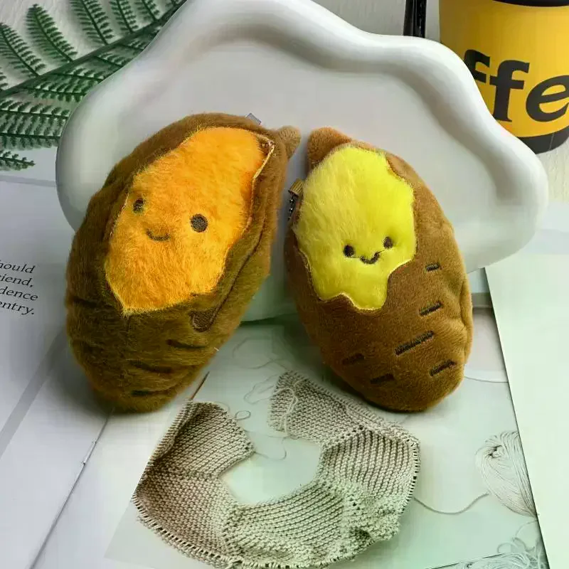 

Милый креативный плюшевый брелок-подвеска в виде сладкого картофеля светлых оттенков, имитация еды, мультяшный дизайн, декоративный аксессуар, подарок