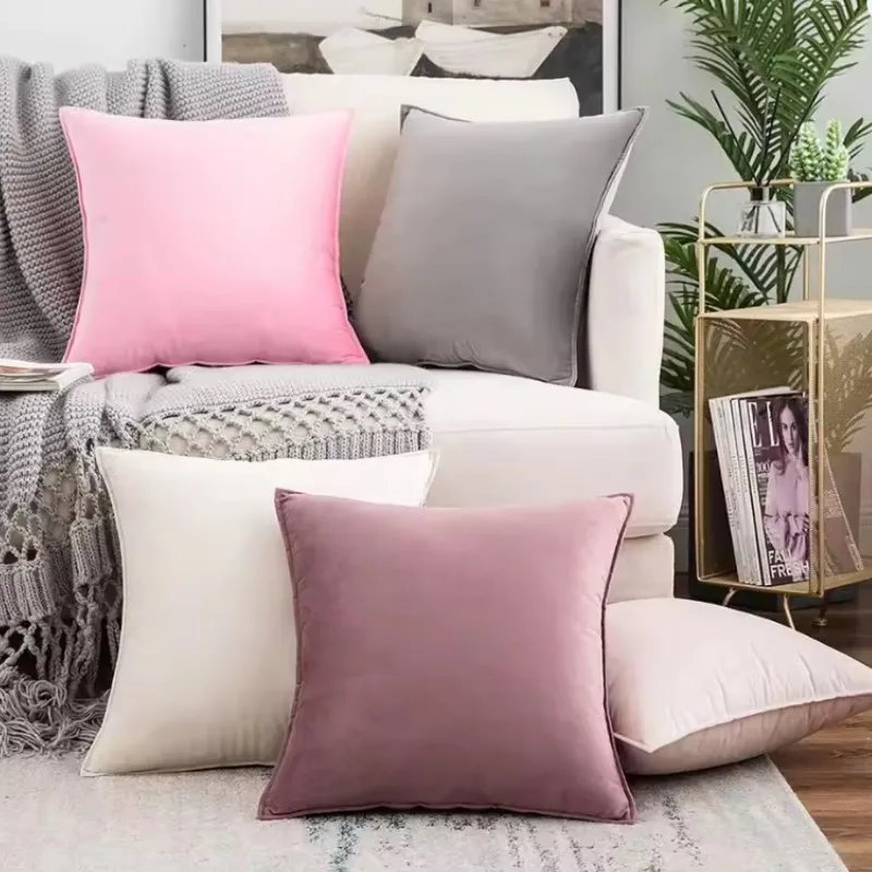 2pcs Lilac Velvet Throw Pillow Cover Decorative Cozy Cushion Case for Sofa 30x50cm/45x45/50x50/60x60cm Modern Gift Pillowcase