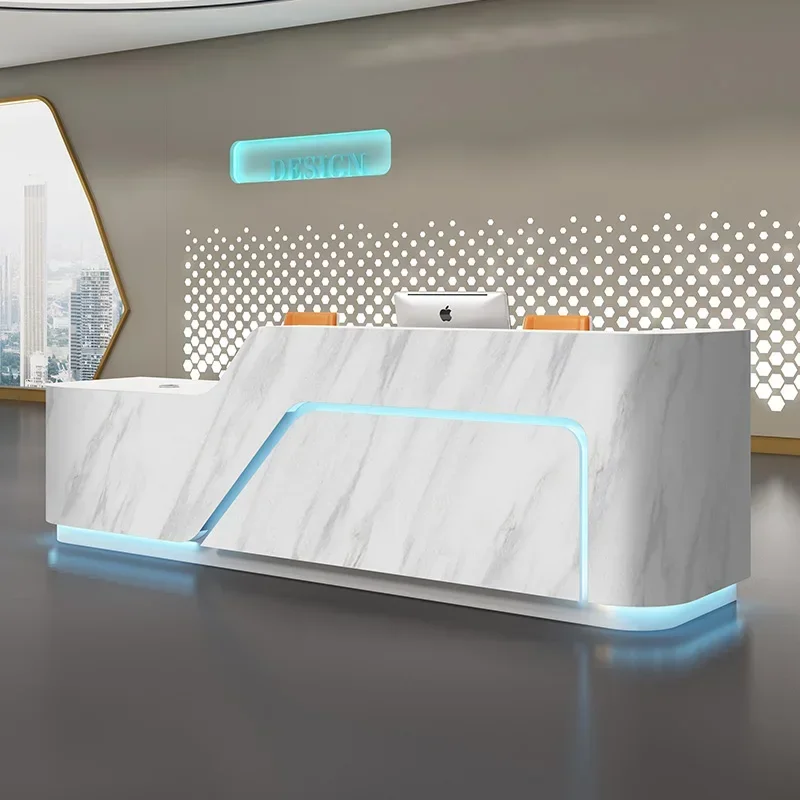 Imitation marble company reception desk simple modern beauty salon counter paint cashier bar can be customized