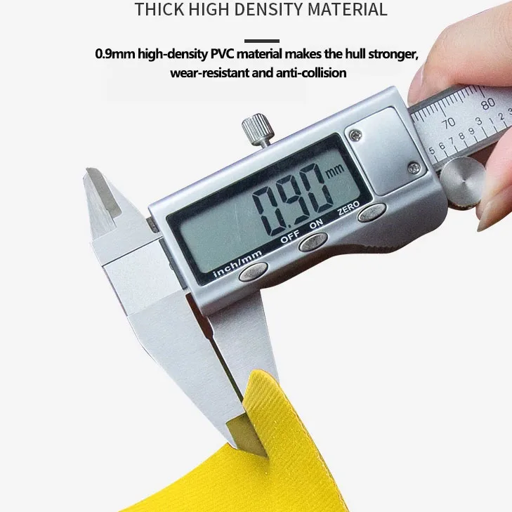 0.9mm Yellow PVC Inflatable Boat with Air Deck Bottoms Set for 1~5 Persons Water Sports Fishing River Lake Canoeing Accessory