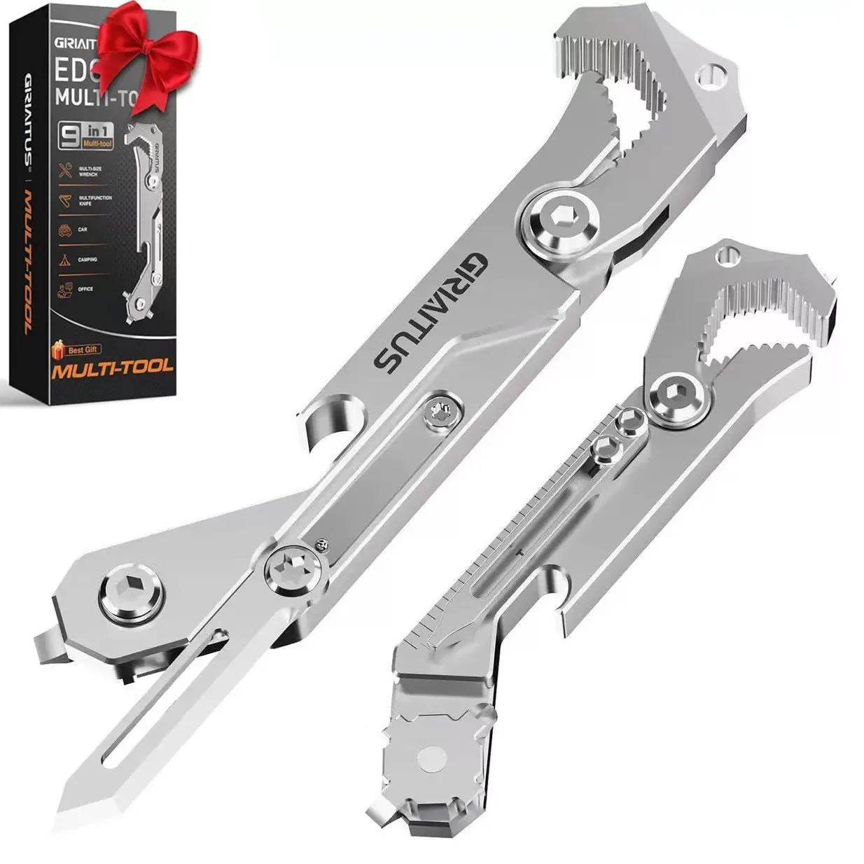 

7in1 portable mini wrench Multifunctional Outdoor Tool Stainless Steel folding knife Window breaker Screwdriver EDC Crowbar Rule