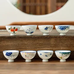 Hand-Painted White Ceramic Tea Cup, Kung Fu Tea Cups, Traditional Chinese Elegance