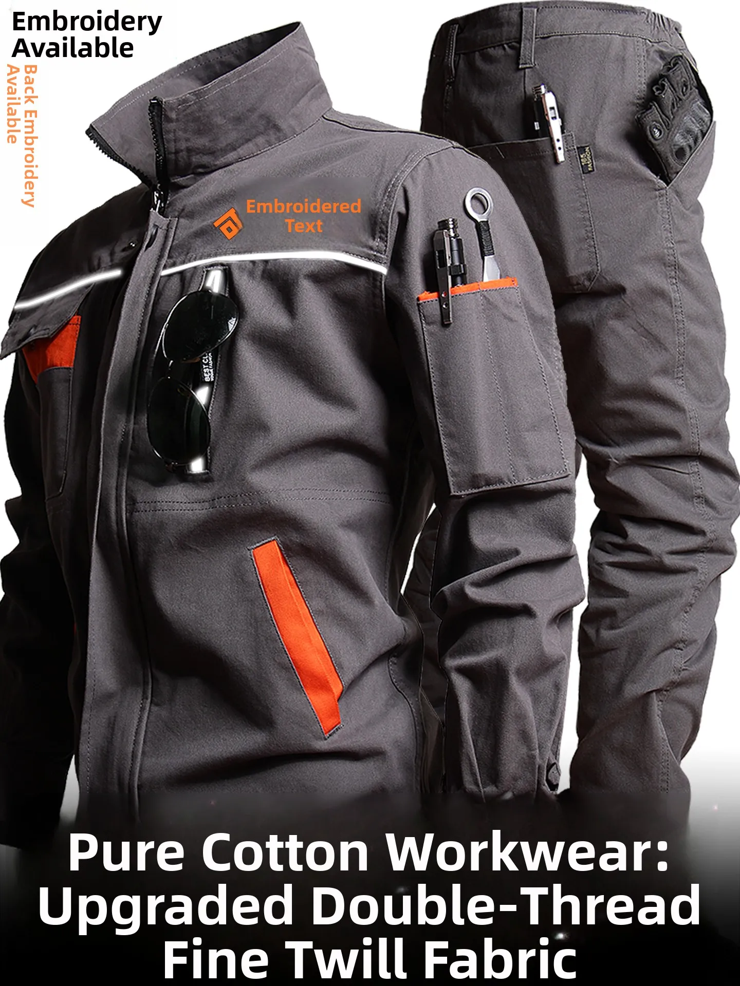 Thickened Pure Cotton Work Uniform Set for Men Spring Autumn Welding Site Wear Resistant Anti-Heat Firefighter Workwear