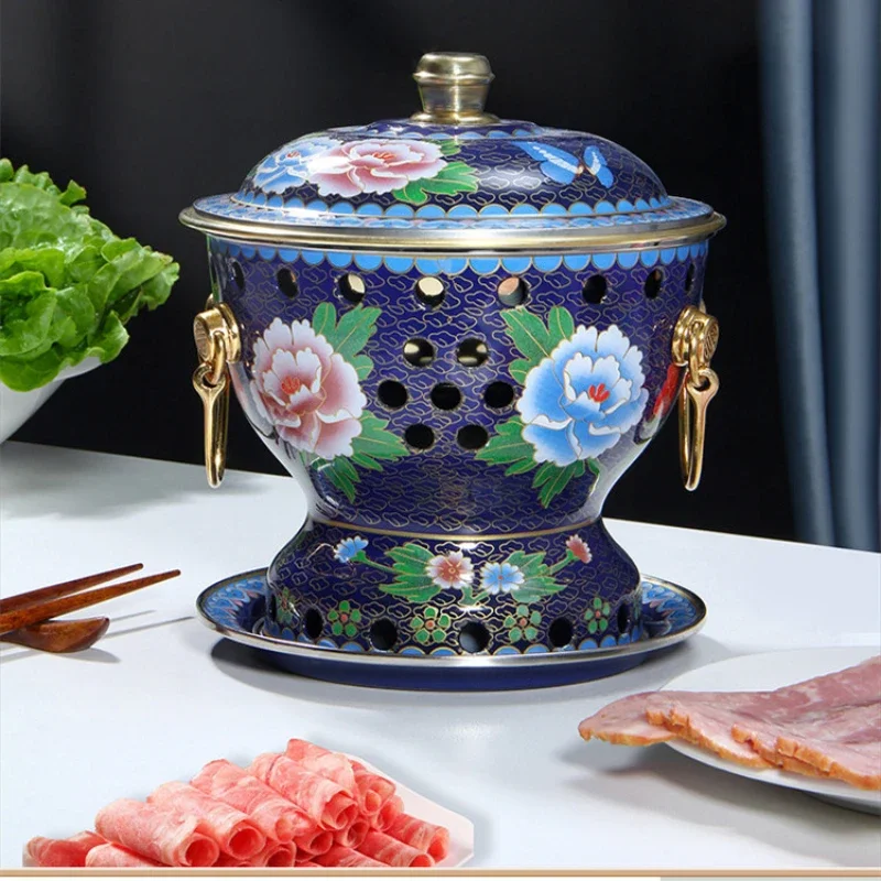 

Jingtai Blue Enamel Brass Commercial Pot, Single Person Alcohol Stove, Environmentally Friendly Oil Hot Pot, Separate Meal