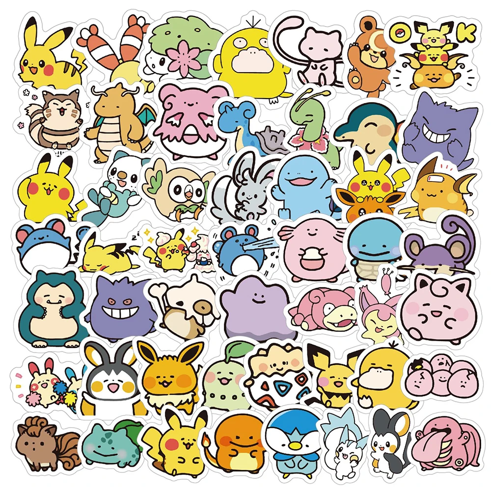 Autocollants de Dessin Animé Pokémon pour Enfant, Décalcomanies Amusantes, Jouet, Carnet de Notes, Bagages, Téléphone, Mignon, Pikachu, Décoration, 10/30/100 Pièces