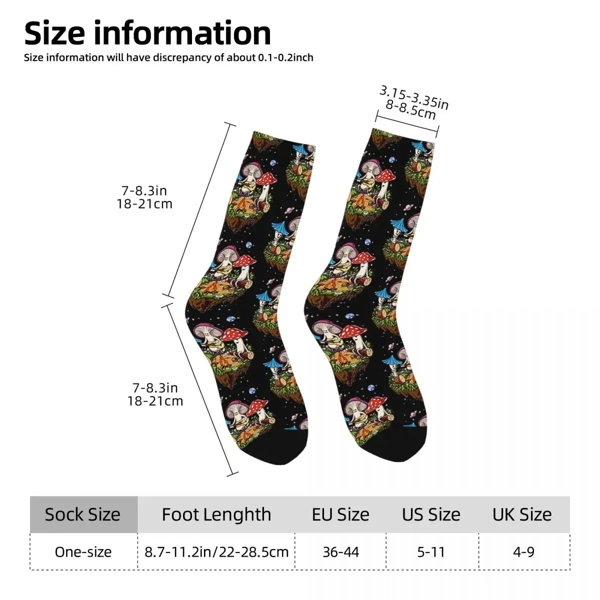 Hippie Magic Mushroom Socks Harajuku Sweat Absorbing Stockings All Season Long Socks Accessories for Man Woman's Christmas Gifts