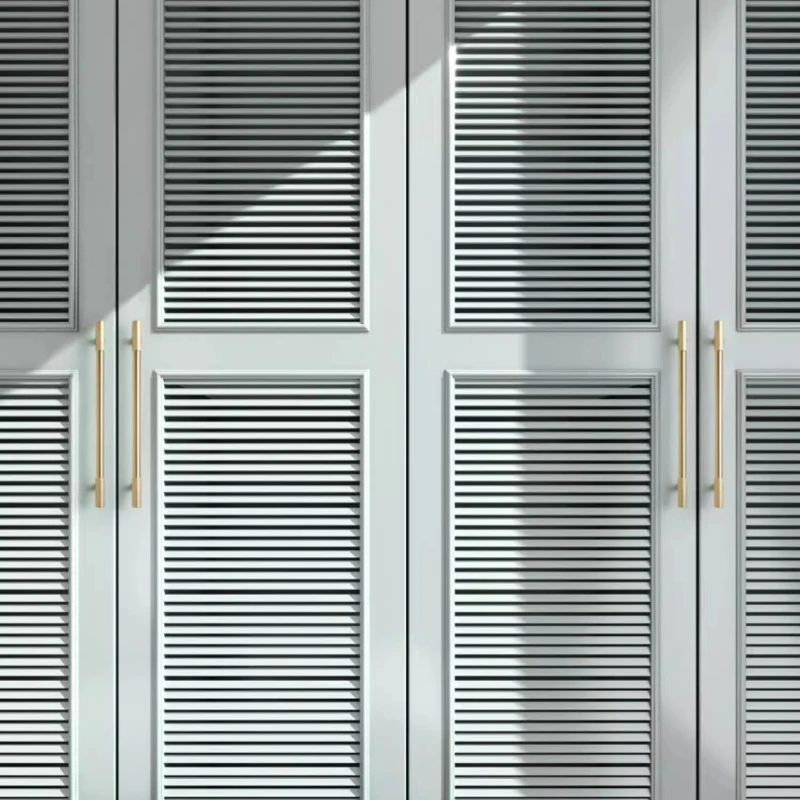 Poignée de porte d'armoire de style français, poignée rayée pour tiroir, poignée de porte de garde-robe, lumière nordique de luxe en cuivre, couleur naturelle