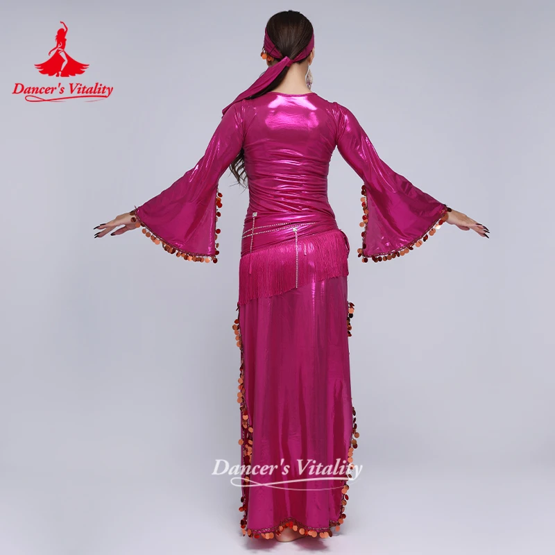 ملابس رقص البطن النساء الترتر رداء + الحجاب + وشاح الورك 3 قطعة Shaabi Baladi Saidi المنافسة الملابس حيوية الراقصة