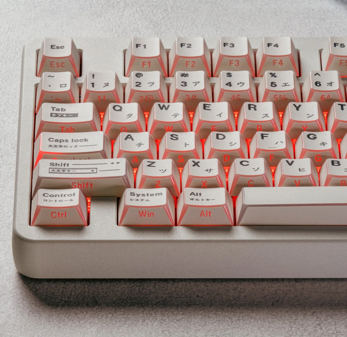 Minimalist White Japanese Keycap Shadow Side Print Edge Backlit Cherry Profile Dye-Sub PBT Keycap Set For MX Mechanical Keyboard