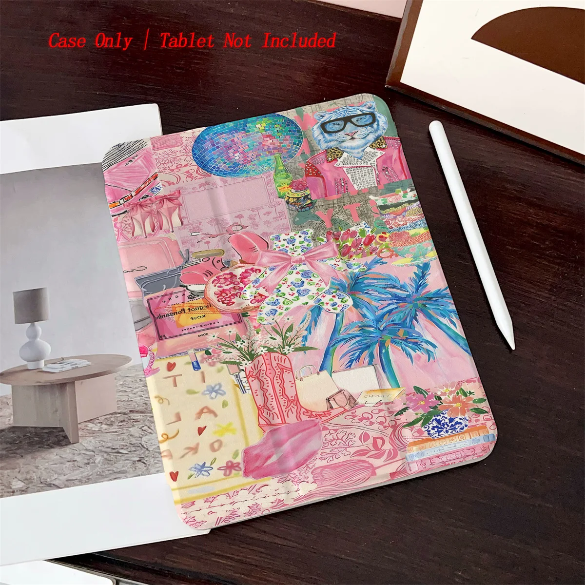 

360° Tri-Fold Rotating Stand iPad Case for Apple - Shockproof & Wear-Resistant - Pink Flower Print - Fit Pro/Air/Mini 2025