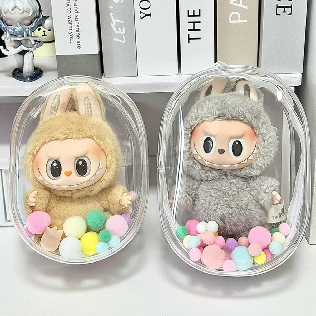 For Labubu Protective Cover Dolls Bag Organizer Box Transparent Doll Storage Bag