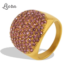 Liora 316L Stainless Steel Rings For Women Bling Cubic Zirconia Turquoise Women Finger Wedding Rings Fashion Engagement Jewelry