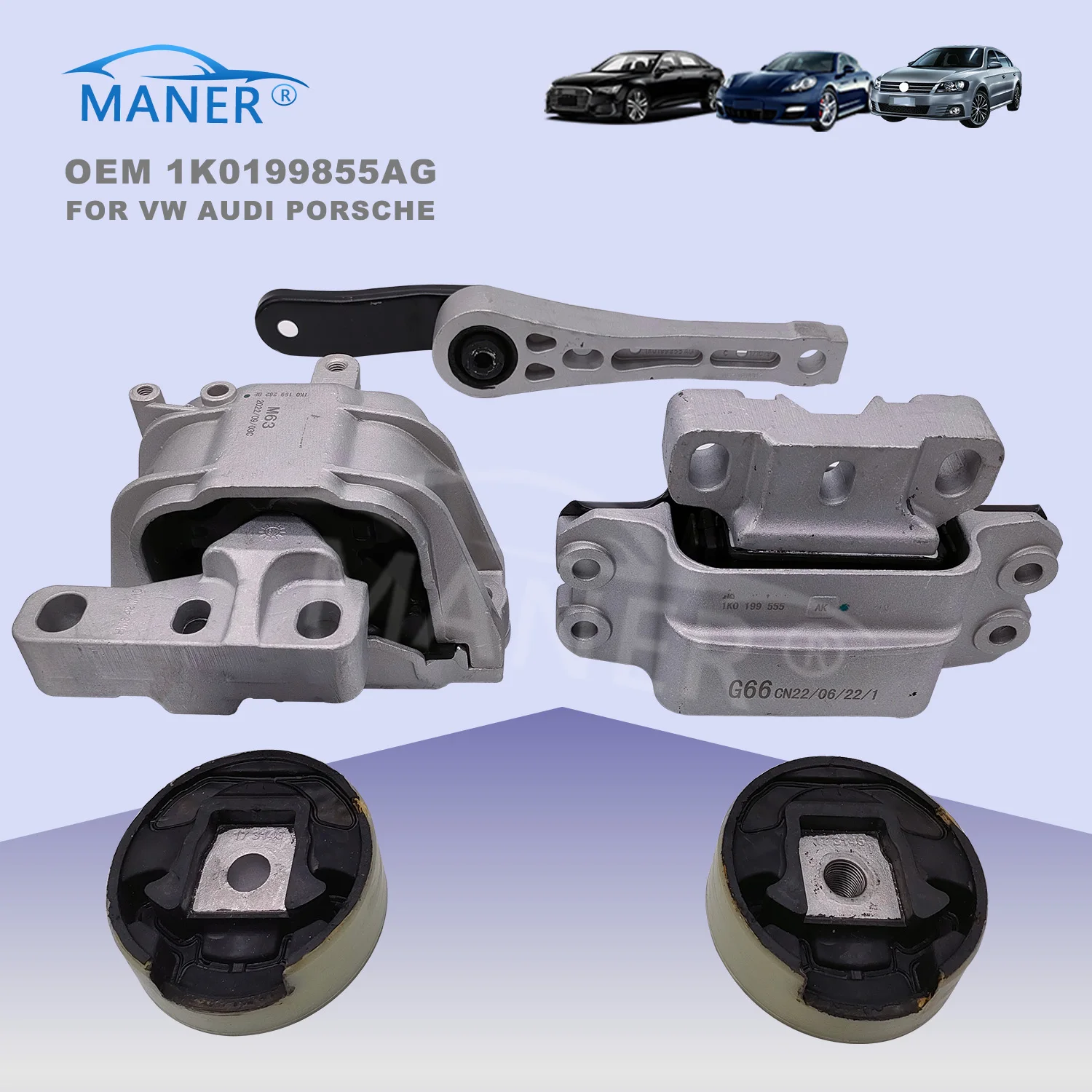MANER 1k0199855AG 1k0199855BD 1K0199855N Rubber Metal Rear Engine Mounting Kit For Audi A3 Seat Leon Altea 1.4T EA211