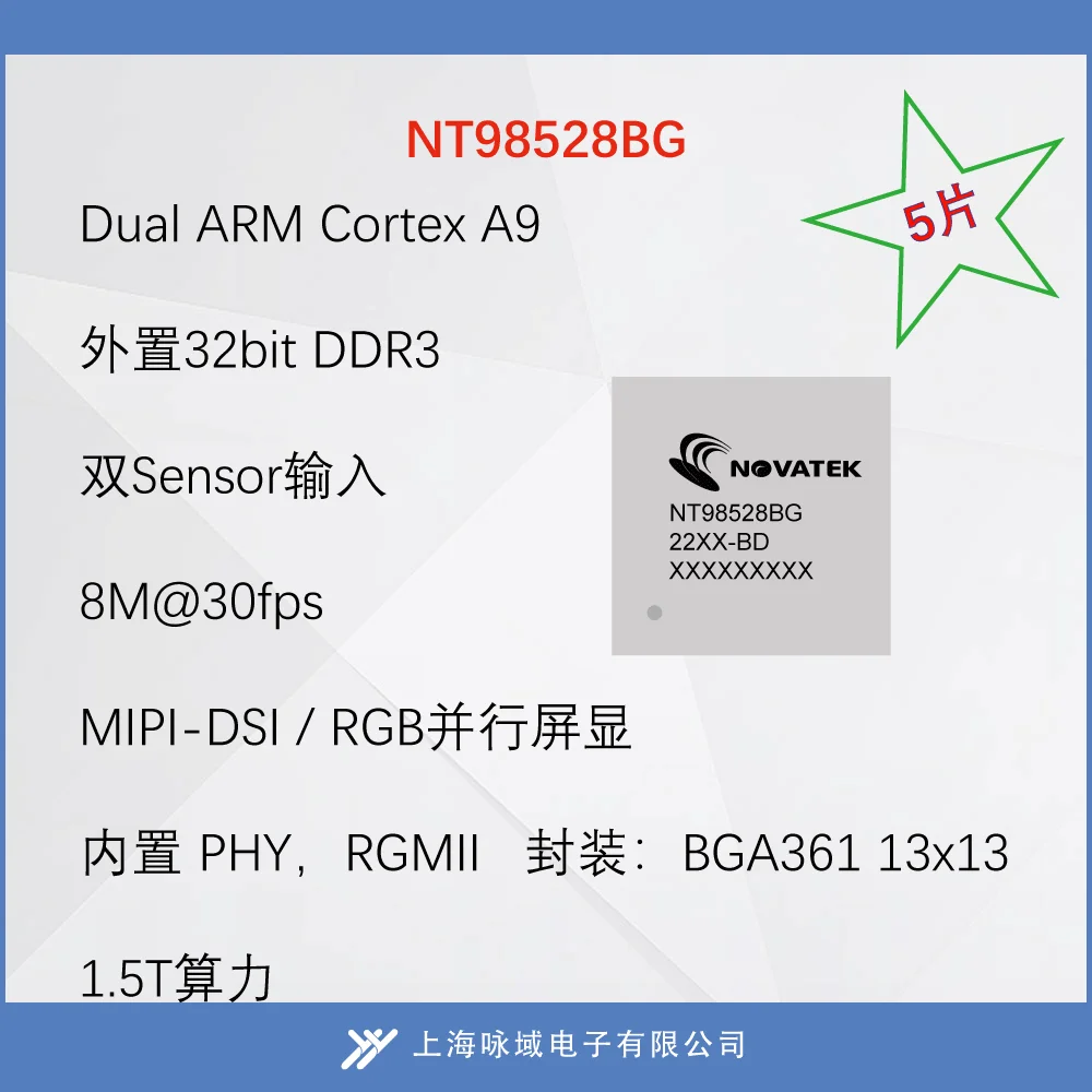 NT98528/AI 1.5T Computing Power/IPC SOC/ 8M@30fps /NOVATEK Chip -5 Pieces