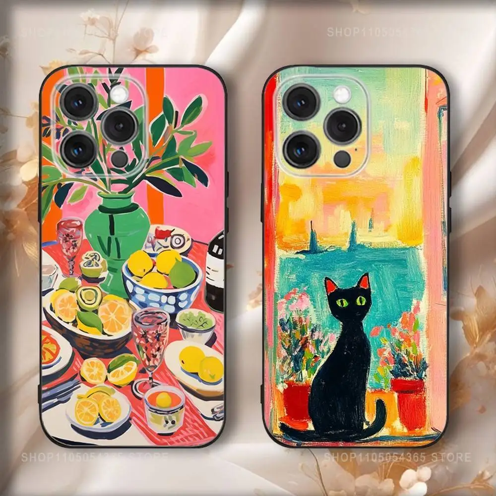 

H-Henry Matisse Painting Phone Case For iPhone 17,16,15,14,13,12,11,Pro,Max,Plus,Air,X,XS,XR,SE,8,7,Mini,Soft Black Funda