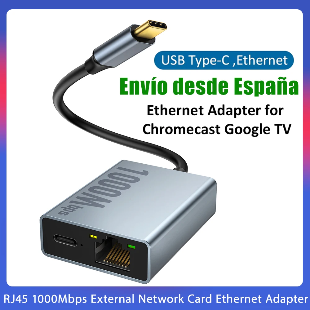 RJ45 1000 Мбит/с внешняя сетевая карта Ethernet-адаптер для 4K Chromecast Google Smart TV Stick светодиодный дисплей порт Type-C Plug & Play