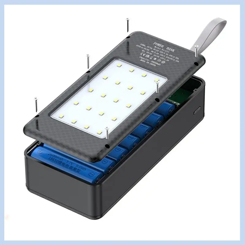 MLGB-18650 Battery Power Bank Case QC3.0 15W PD Quick Charge 21X18650 Battery Storage Box 15W Wireless Charge Shell