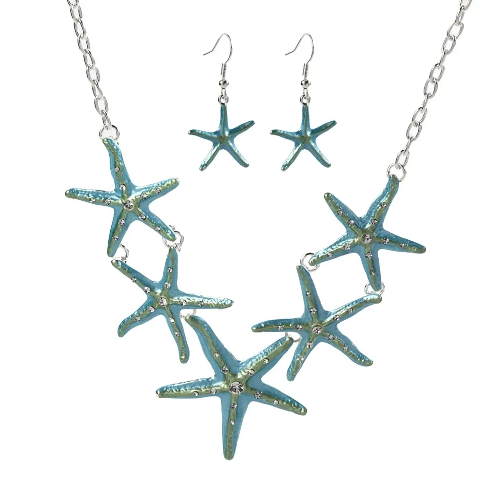 Cring Coco Starfish Shape Necklace Sets Fashion Temperament Atmosphere Popular Trendy Jewelry Necklaces Earring Set for Women image 6