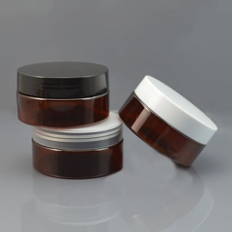 80grams brown PET Jar pot black white clear lid cream mask gel essence gel mlisturizer emulsion wax skin care  packing