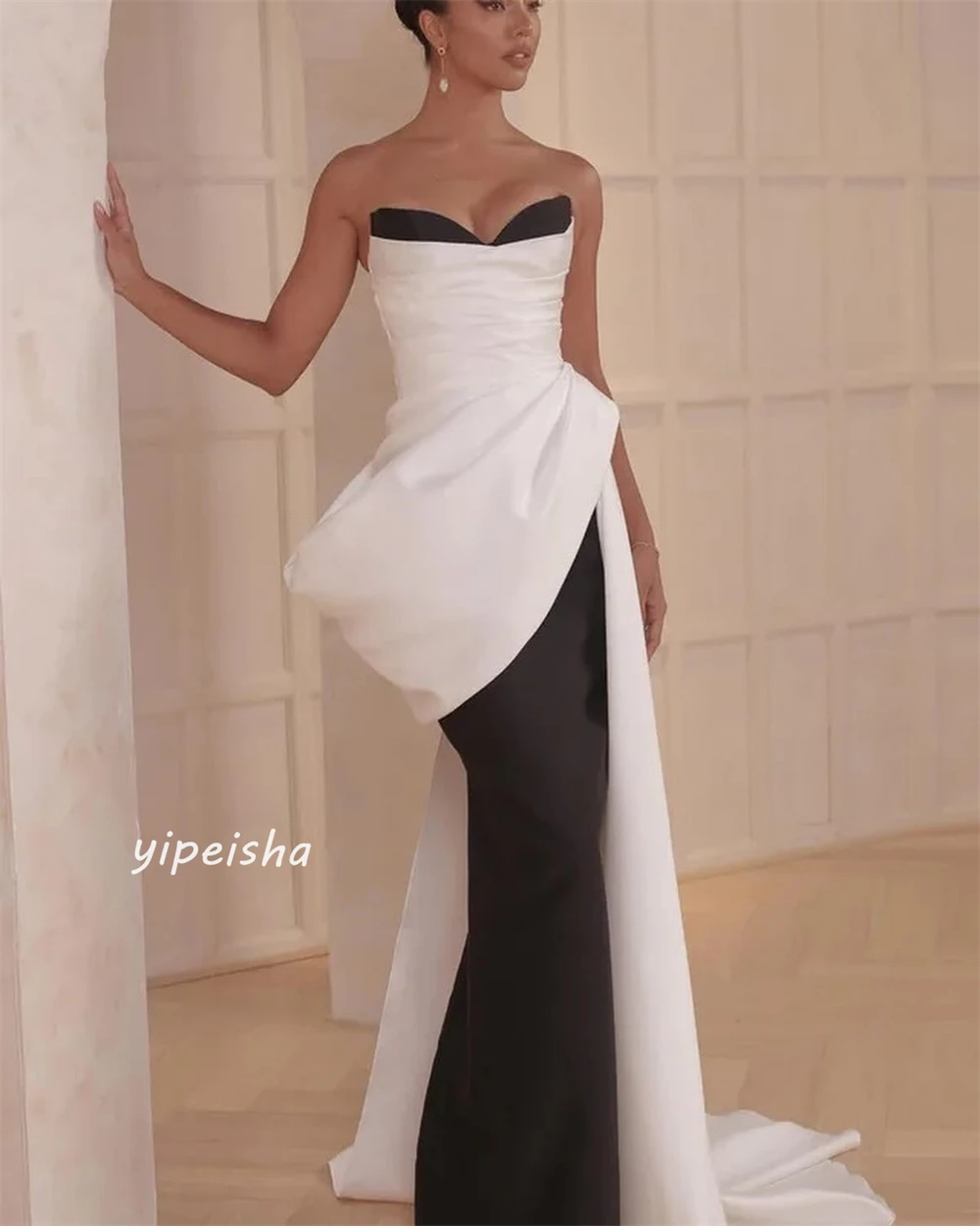 Customized Jiayigong s Draped Pleat Valentine\'s Day A-line Strapless Bespoke Occasion Gown Long Dresses Saudi Arabia