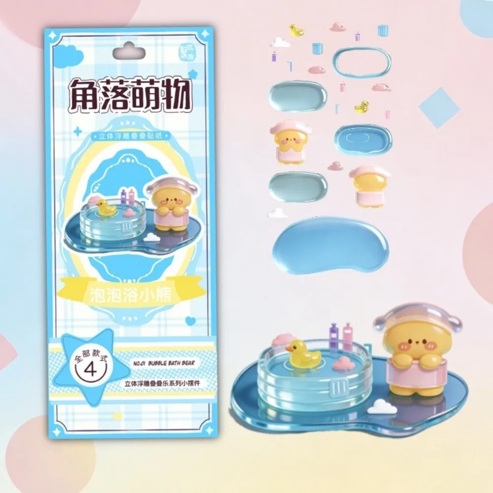 Drop Glue 3D DIY Crystal Stickers Whale Handcraft Cartoon Stacking Stickers Removable Waterproof Relief Ornament Stickers