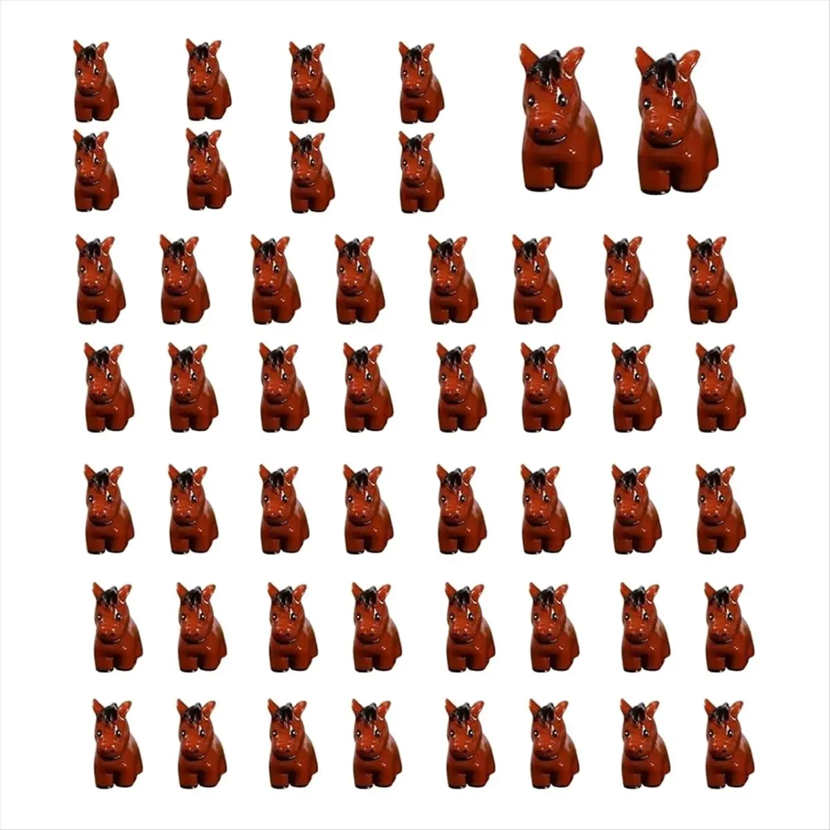 ABFW 50Pcs Mini Animals Figurines Resin Tiny Animal Miniatures Wild Animal Miniature(Horse)