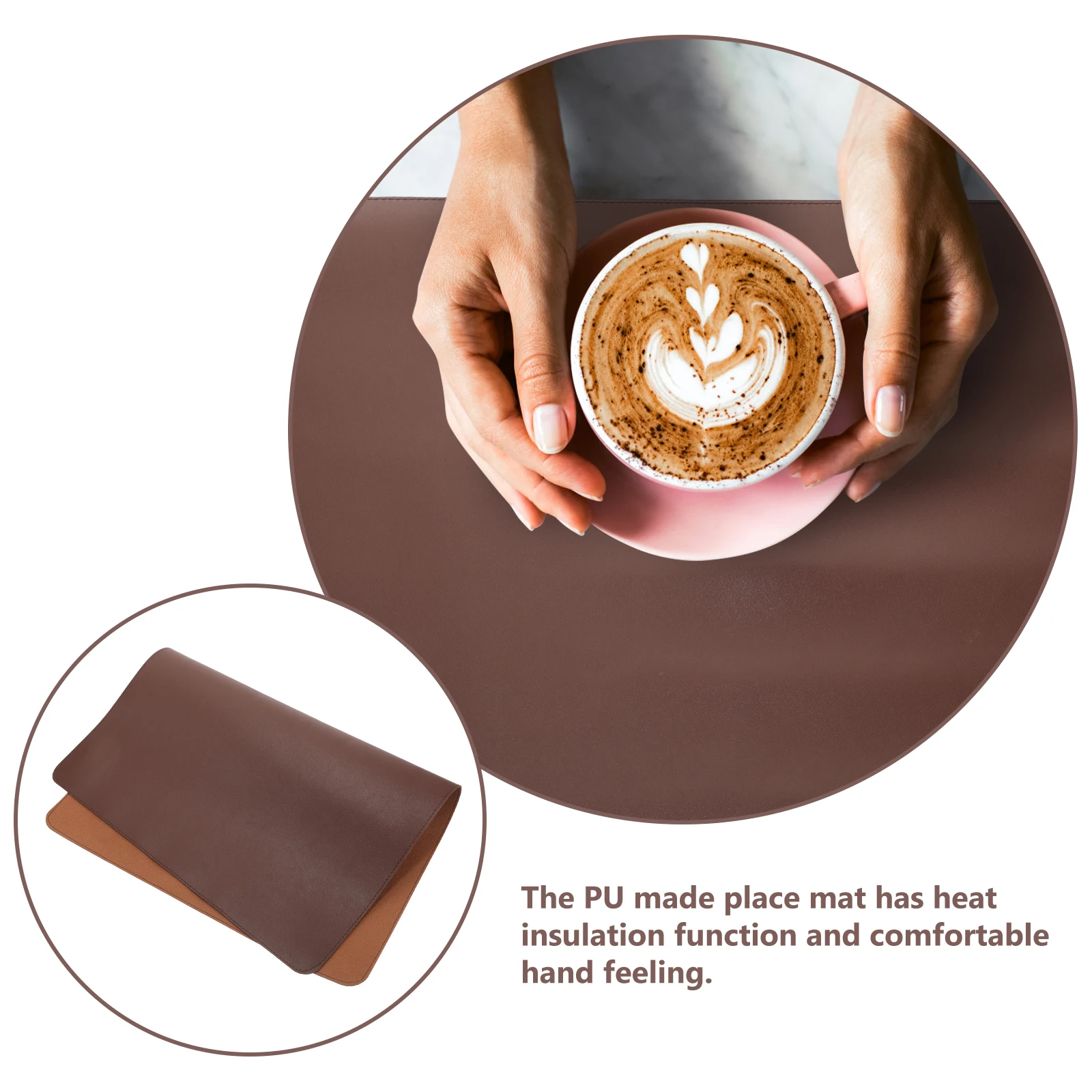 

Rectangular PU Camping Placemat 55x40cm Deep Brown Foldable Waterproof Oilproof Table Mat Decor Home Coffee Bar Restaurant