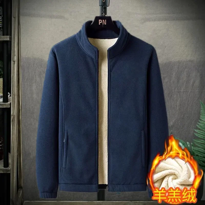 سترات رجالية سميكة من الصوف ، ملابس رجالية خارجية ، ملابس رياضية ، بطانة صوف ، سترات دافئة ، معطف حراري ، حجم كبير ، M- 9XL ، شتاء