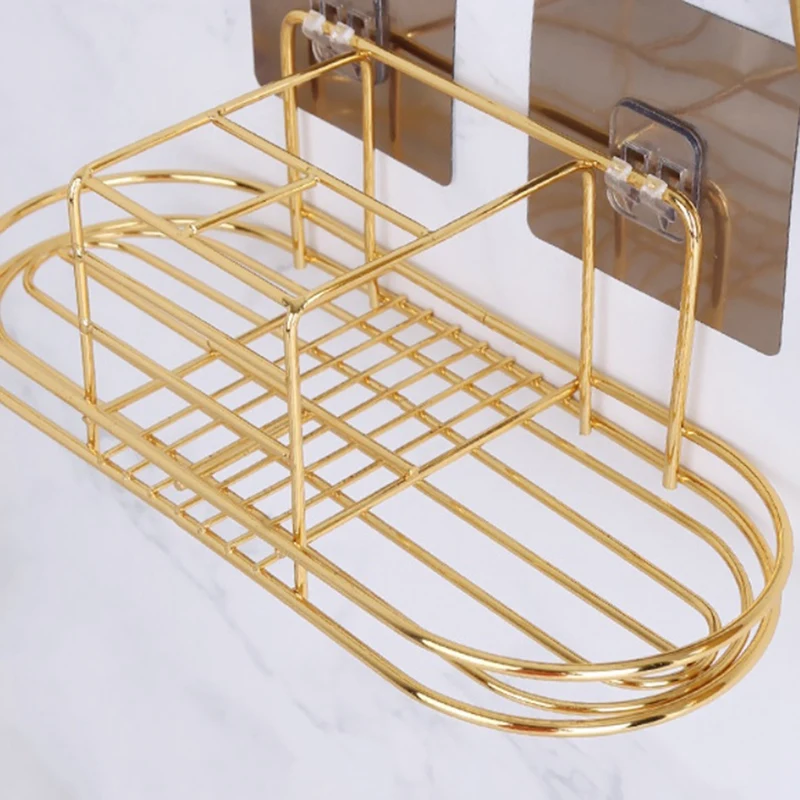 1 PCS Gold Wall Mounted Bathroom Razors Storage Rack Home Toothpaste Toothbrush Holder Ventilated