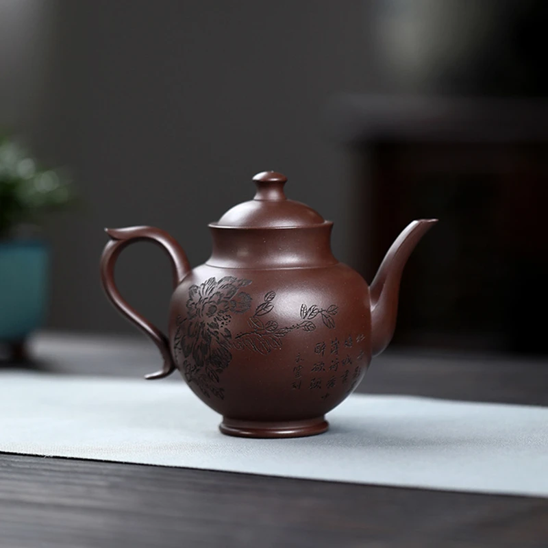 240ml Chinese Yixing Purple Clay Teapot Creative Handmade Flower Pattern Zisha Tea Pot Beauty Tea Infuser Kettle Tea Set Teaware