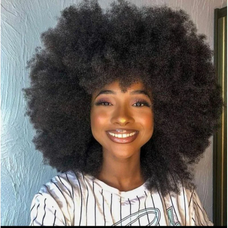 

African for Women, Fluffy Small , Real Human Hair Wig, Kinky Afro Curly Lace Wigs