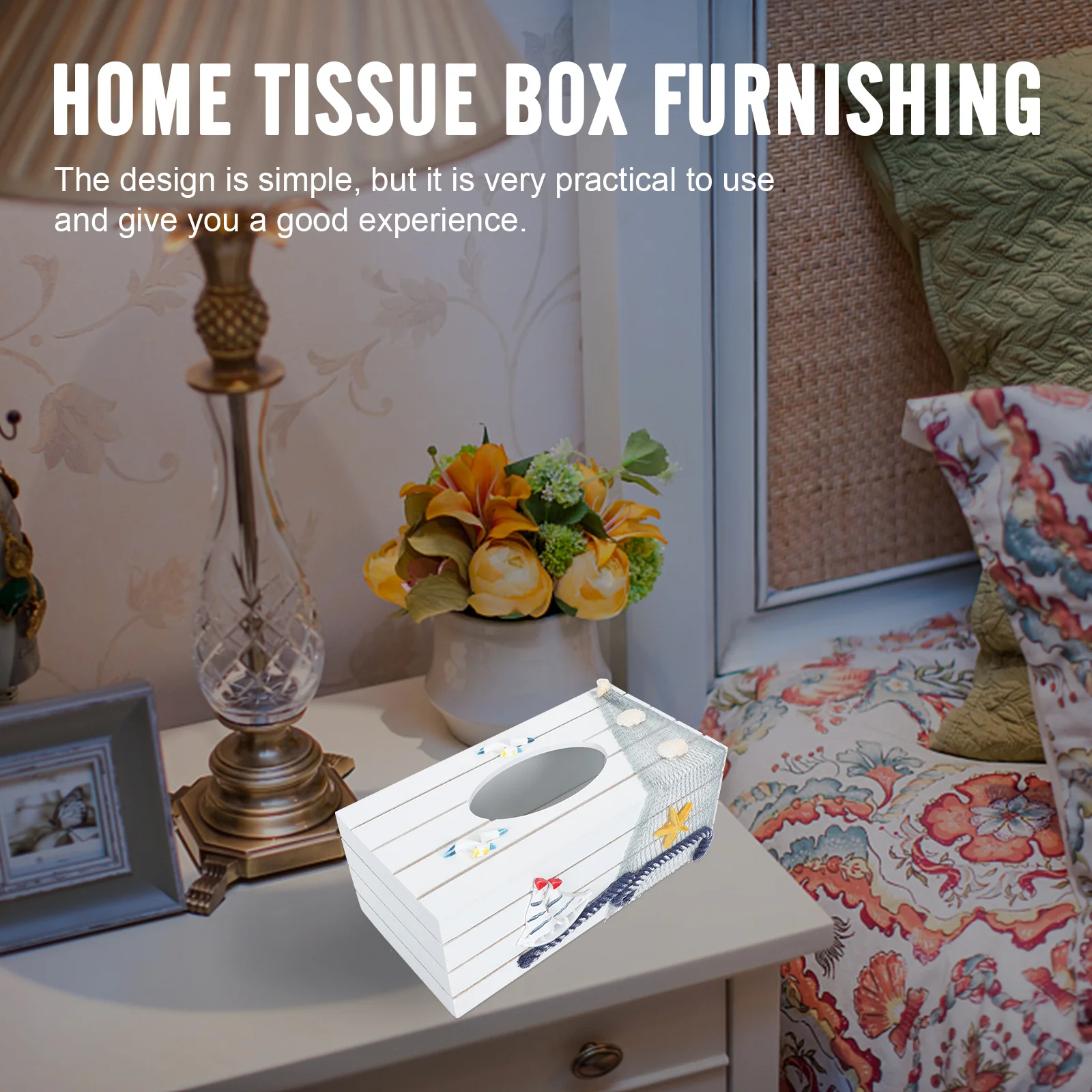 

Wooden Tissue Box Mediterranean Style Flat Base Tissue Storage Case Decorative Napkin Holder Living Room
