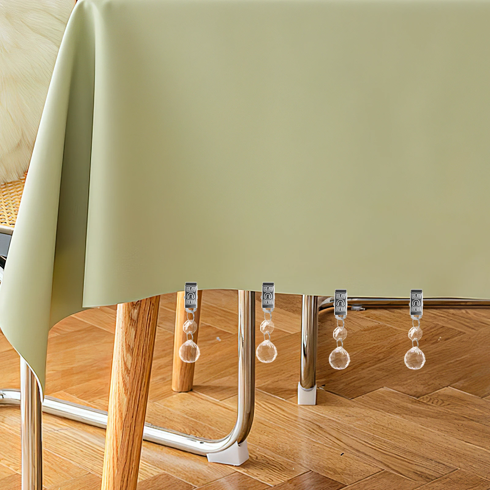 

12pcs Crystal Tablecloth Clips Metal Glass Teardrop Pendants Heavy Duty Weights for Outdoor Home Hotel Kitchen Bar Use