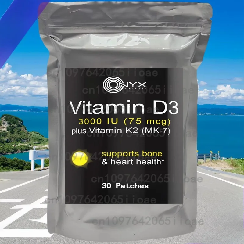 Vitamin D3 & K2 Transdermal Patches Support Strong Bones & Muscle, Calcium Absorption & Immune Health 30 Patches