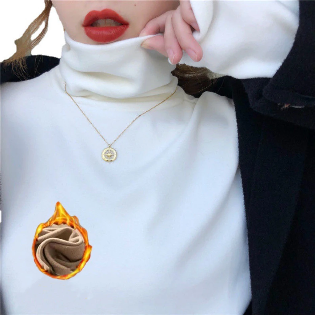 Dámské termoprádlo s vysokým límcem, podzimní a zimní, zahušťující, pevné, měkké, s dlouhým rukávem, tričko s límcem a zahřívacími topy pro ženy - náhled 6