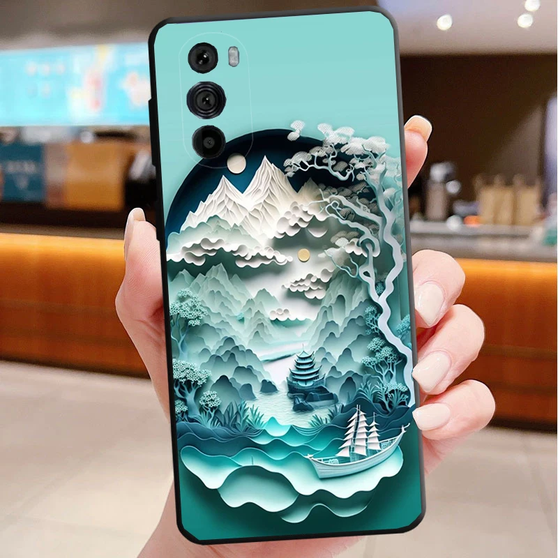 

Case For Motorola Edge 50 40 Pro 60 50 40 30 Ultra Neo Fusion Moto G85 G72 G53 G54 G84 G13 G32 Landscape Sceneary Moon Flower