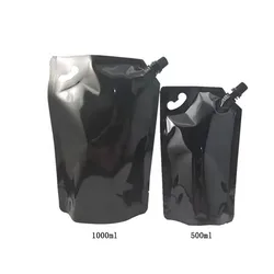 200Pcs/Lot 500ml/1000ml Black Nozzle Bag Suction Drink Stand up bag Juice Tea jelly Liquid nozzle packet Bags Wholesale