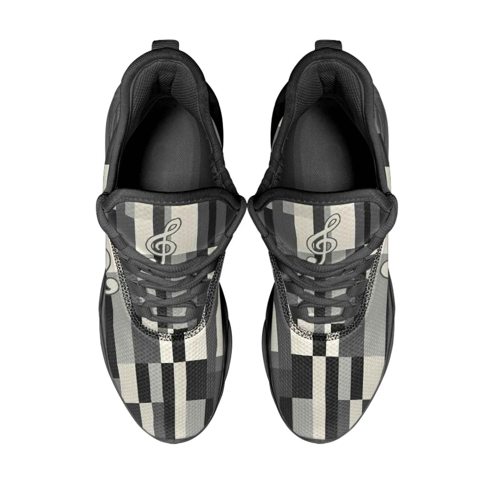 PENSTROLL Grey Checkered Plaid Breathable Fashion Sneakers Outdoor Sneakers for Walking Non Slip Men's Running Shoes