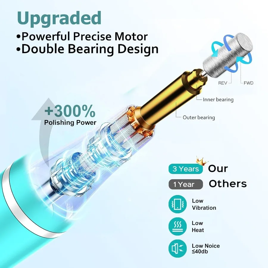 コードレス電動ネイルドリルファイルキット、9段階速度LEDディスプレイ付き、アクリルジェルディップパウダーポリッシュ、プロ用ポータブルマニキュア