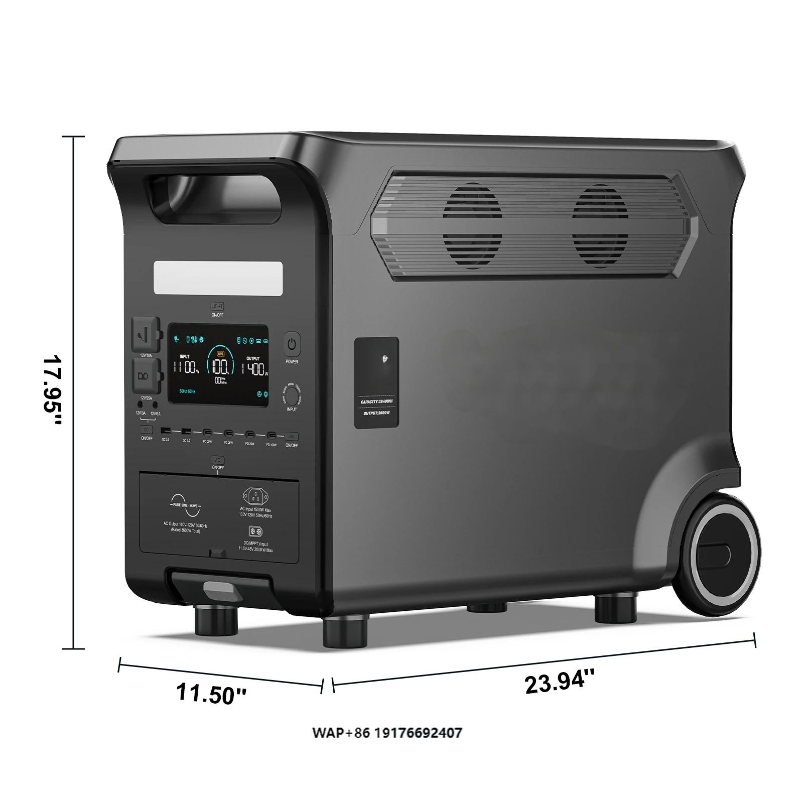 

Large Capacity 3600 Watt Portable Power Station 3840Wh Lifepo4 Battery Outdoor Large Power Pack